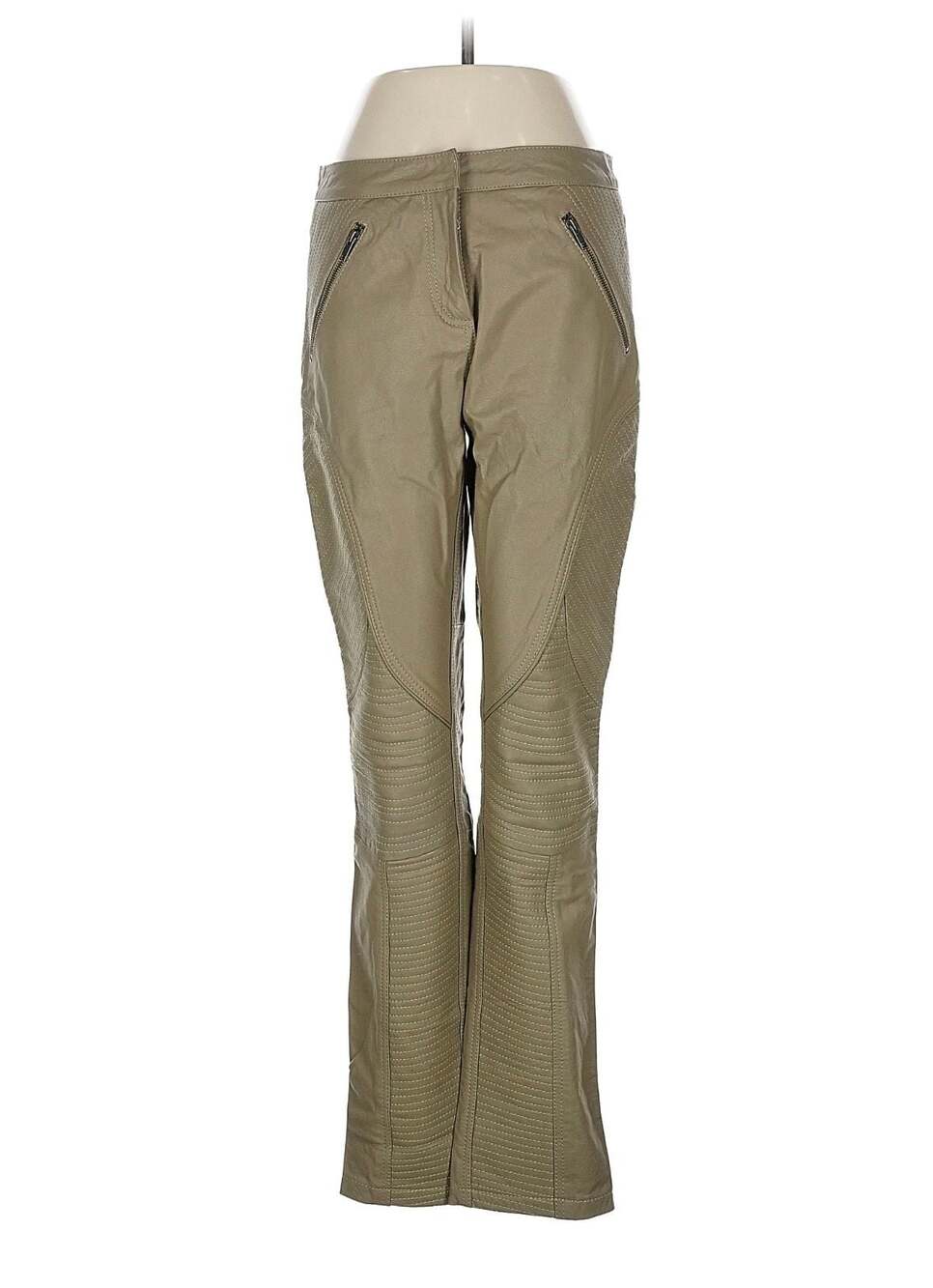 Women Leather Pants\'s Size 6 Slim Leg Moto Biker Streetwear Quilted Stitching - Picture 7 of 8